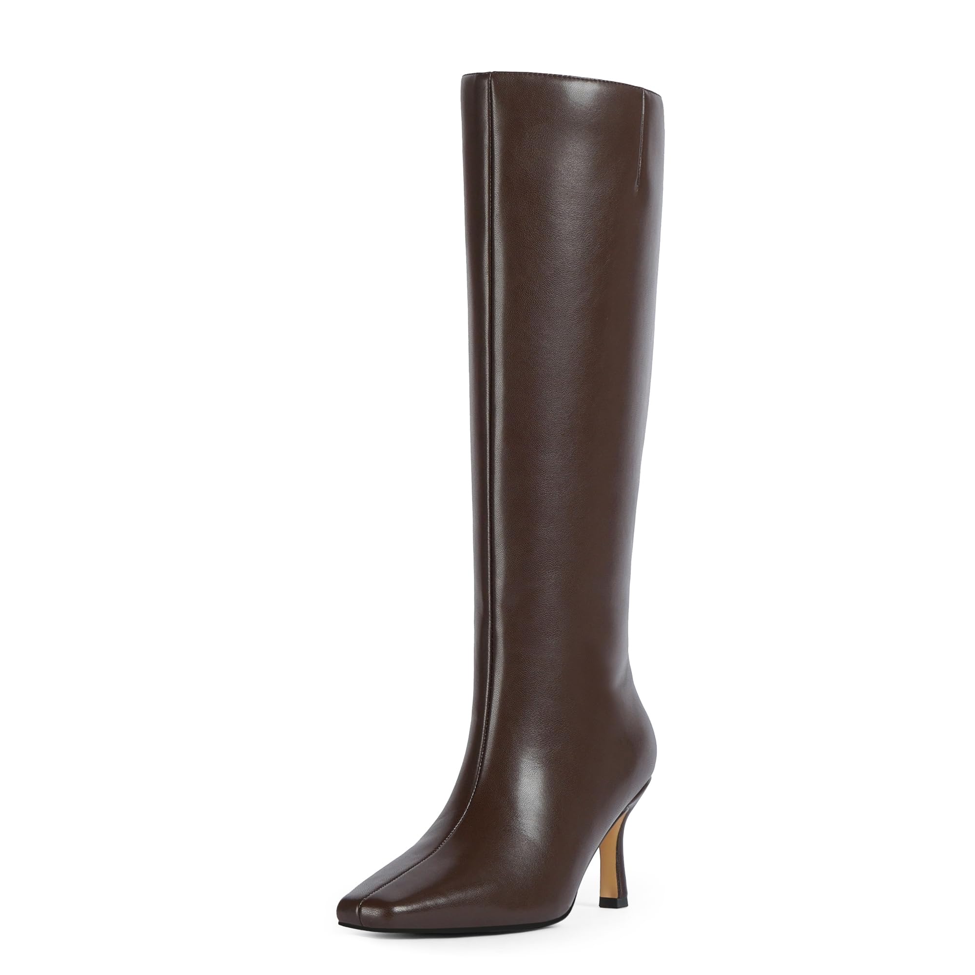 Knee High Boots for Women Stiletto Heel Square Toe Tall Boots with Side Zipper for Fall Dressy Fashion