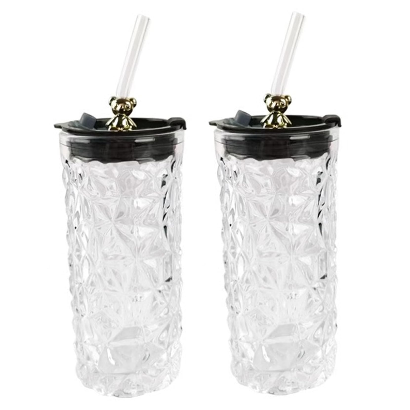Tasse en verre avec couvercle et paille pour café glacé et verres à bière 13,5oz
