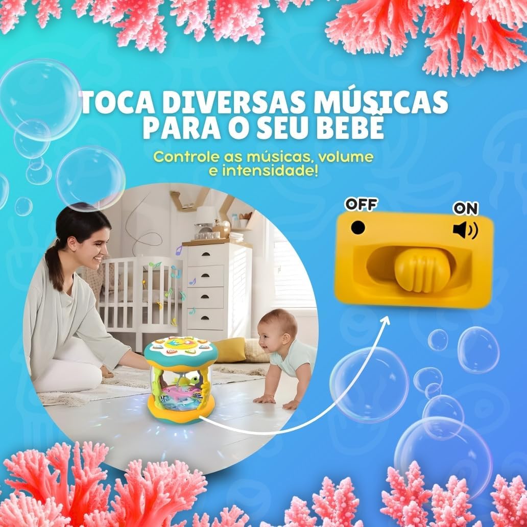 Children's Light Carousel Toy Light And Sound Baby Night Room Projector Sound and Light Boy Girl Musical Didactic (Blue)