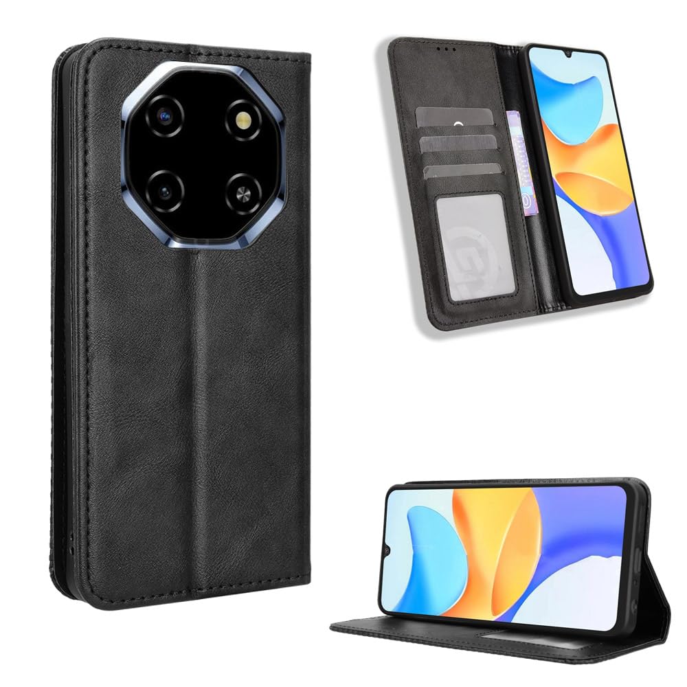 BellaCase Blackview Shark 6/Oscal Tiger 8 Case [Wallet Case] [Kickstand] [Card Slots] [Magnetic Flip Cover] Compatible with Blackview Shark 6/Oscal Tiger 8 Smartphone(Black)