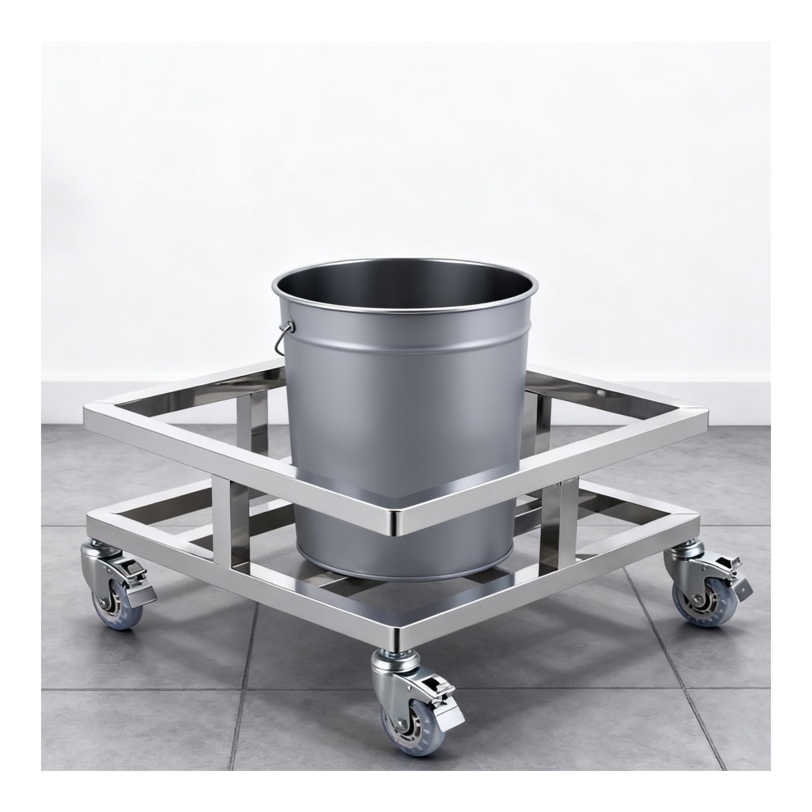 Supporto Pentole in Acciaio Inox Resistente, Supporto Bombole di Gas con Ruote Girevoli, Carrello Pentole Ristoranti, Cucine, Bar, Hotel, Garage(19.8x19.8x11in)