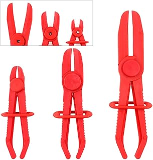 Swpeet 3Pcs Red Line Clamps Flexible Hose Clamps Pliers Kit, Hose Pinch Off Pliers Set Line Clamps for Brake Hoses, Fuel Hoses, Coolant Hoses, Most Flexible 15mm, 20mm and 25mm Hoses Clamps