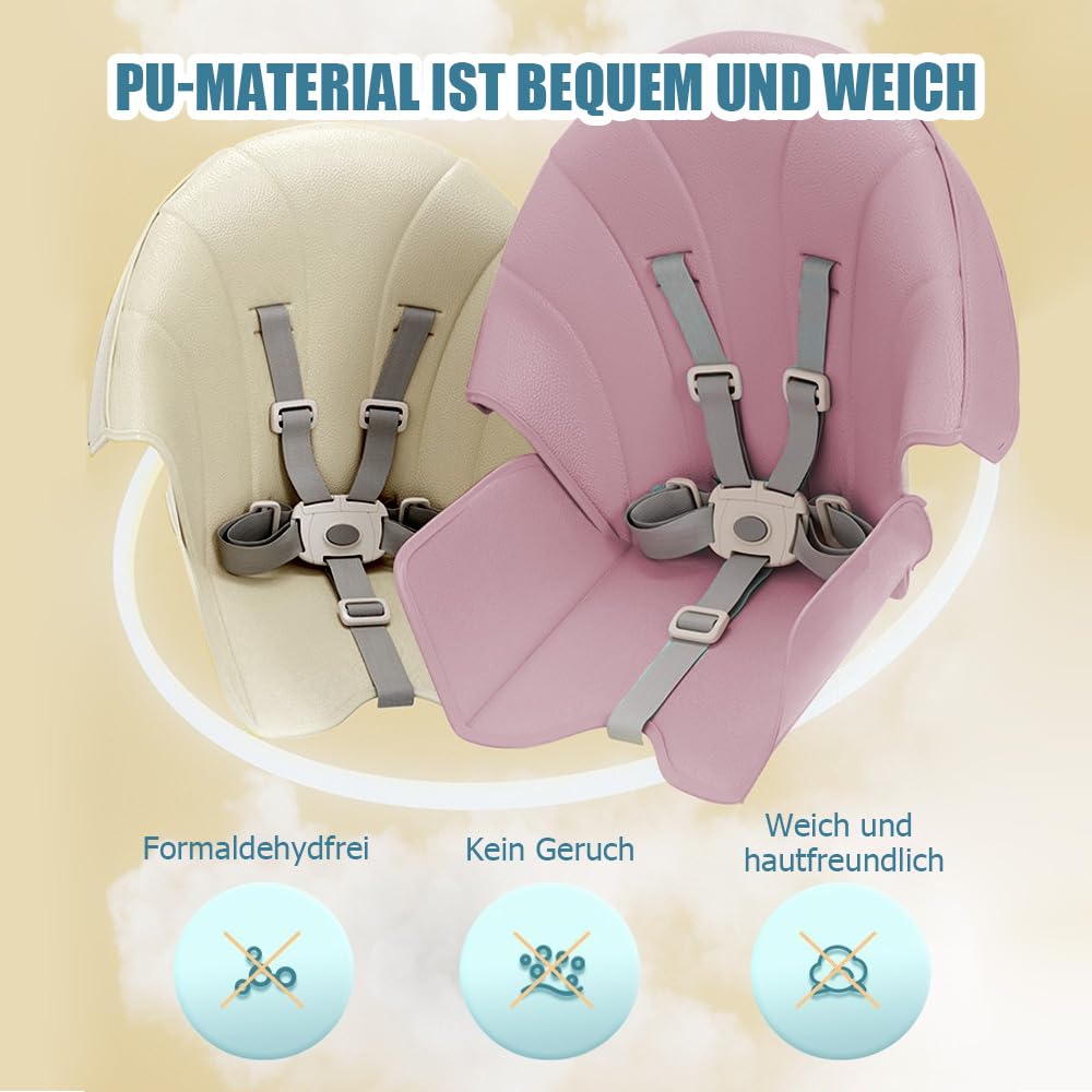 Chaise haute pour bébé 6 en 1 À partir de 6 mois Chaise haute avec ceinture de sécurité Pliable,réglable en hauteur, Amovible,avec roulettes,6 en 1,Rose