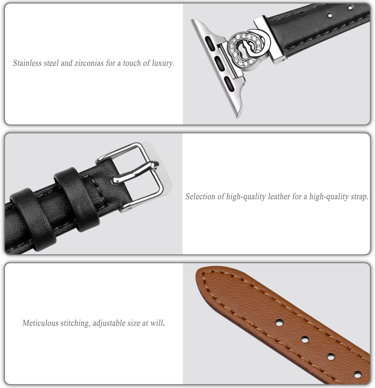 Slim Red Leather Watch Band Compatible with Apple Watch 38mm/40mm/41mm/42mm/44mm/45mm/49mm, for iWatch Series 10/9/8/7/6/5/4/3/2/1 SE/Ultra, Metal Silver Heart-shaped Design Watch Strap Women