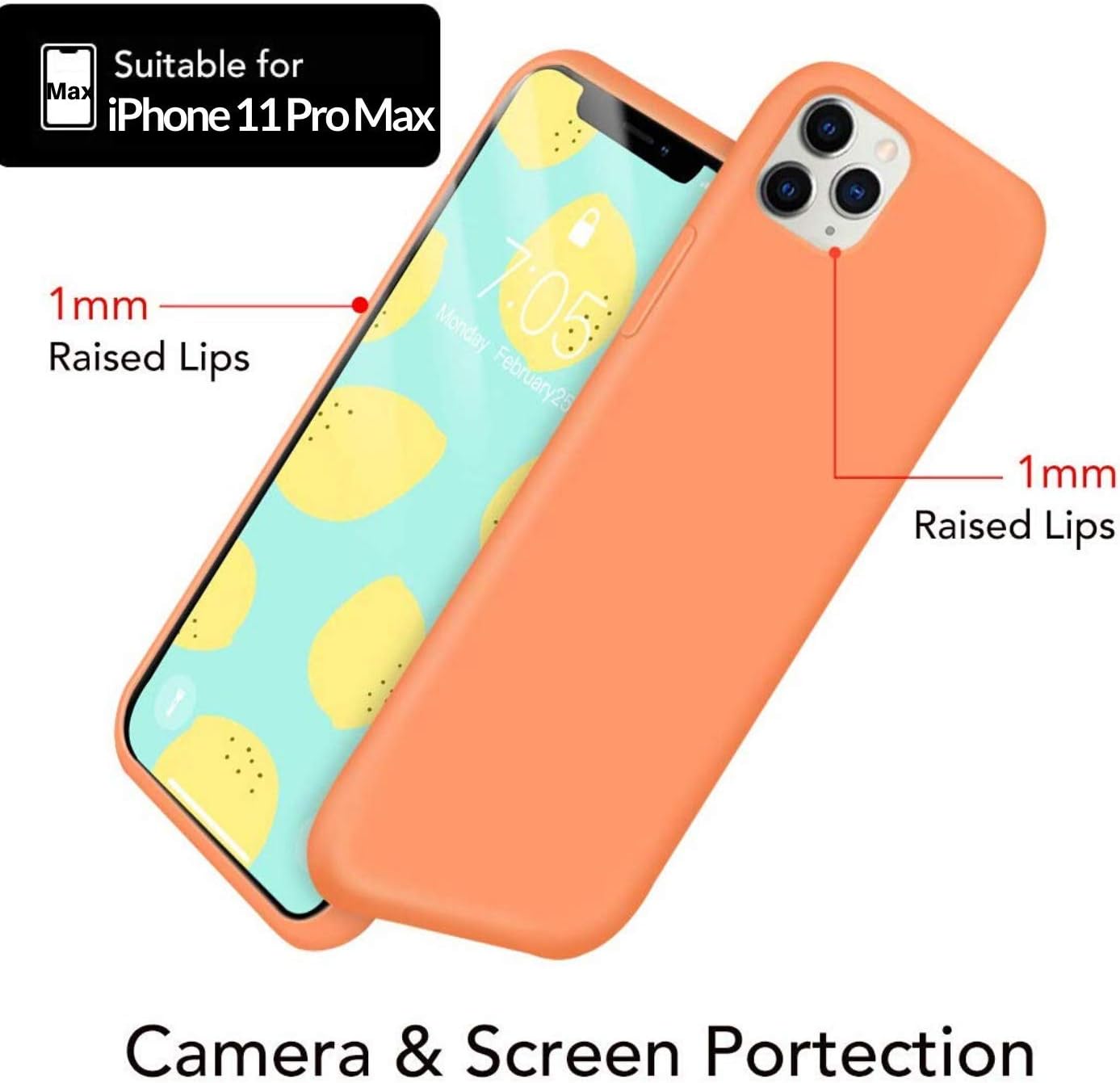 IceSword Compatible with iPhone 11 Pro Max Case Orange, Thin Liquid Silicone Case, Soft Silk Matte Pure Orange, Gel Rubber Full Body, Cool Protective Shockproof Cover 6.5" iP11PM - Orange - Image 3