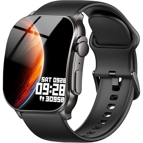 Smart Watch, 2.01" AMOLED Curved Display Fitness Tracker with Answer/Make Calls, Fitness Watch with Fitness and Sleep Trackers, Heart Rate Monitor, Always-On Display, Water Resistant, for Android iOS