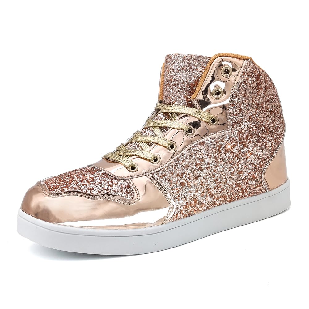 Umerigowomens Fashion Glitter Shoes Bling Sparkly High Top Lace Up