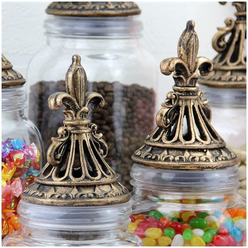 Miniatura 5 de GENIGW - Tarros europeos de almacenamiento de vidrio para armario de cocina cubierta de resina dispensador de granos escritorio tarro de caramelo