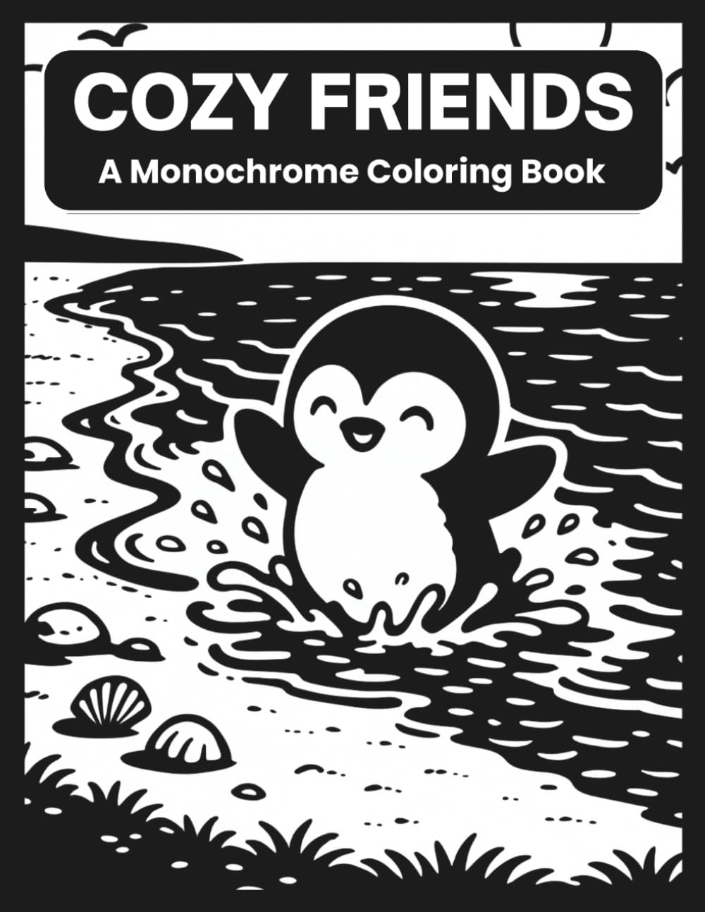 Cozy Friends A Monochrome Coloring Book: Cute Hygge Inspired Animal Scenes To Color Using One Black Pen For All Ages
