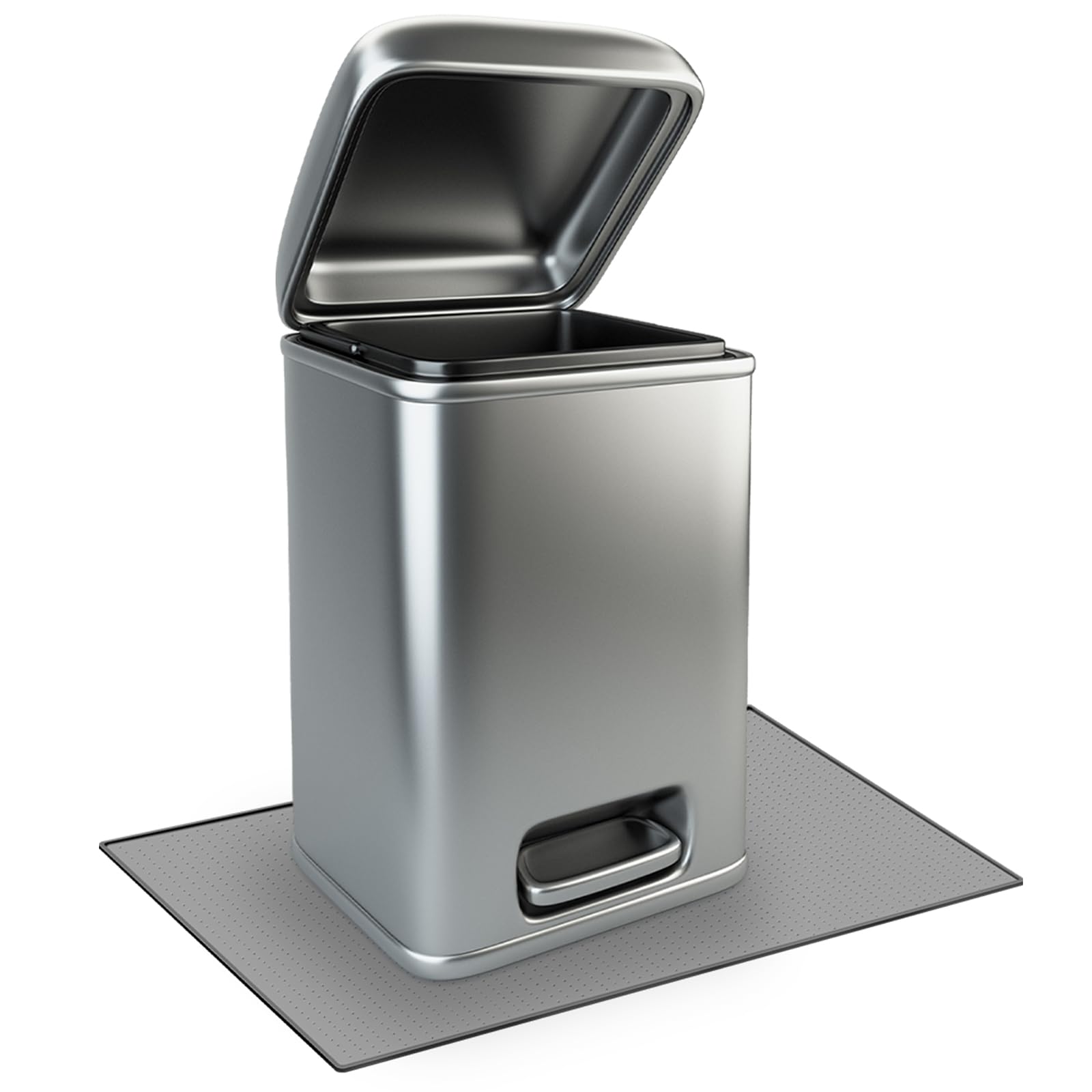 Tinideya Waterproof Trash Can Mat with Raised Edge Non Slip Under Garbage Mat Trash Can Pads Protective Silicone Rubber Tray for Kitchen to Avoid Spills Floor Scratches(Gray,15.8" X 23.6")