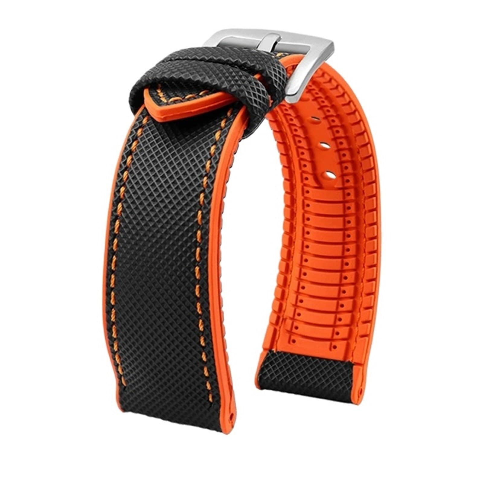 Correa de reloj con parte inferior de goma de nailon, correa de reloj for hombre de 20mm, 22mm, 23 y 24mm con hebilla de acero inoxidable