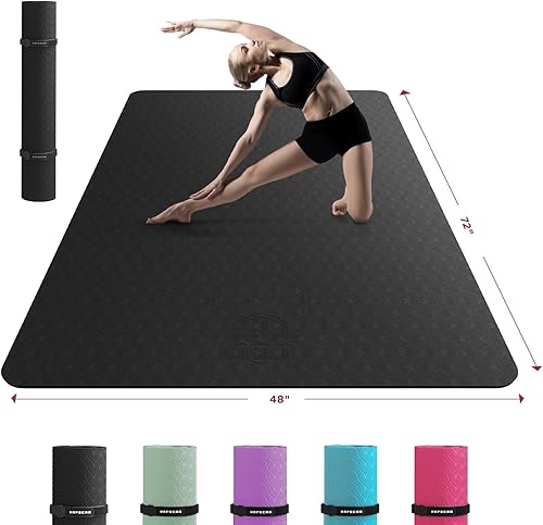 HAPBEAR Extra Large Yoga Mat - 72"x48"78"x54", 14" & 13" Thick, Non-Slip, Durable, Eco-Friendly, Wide Exercise Mat for Home Workouts, Yoga, Pilates,
