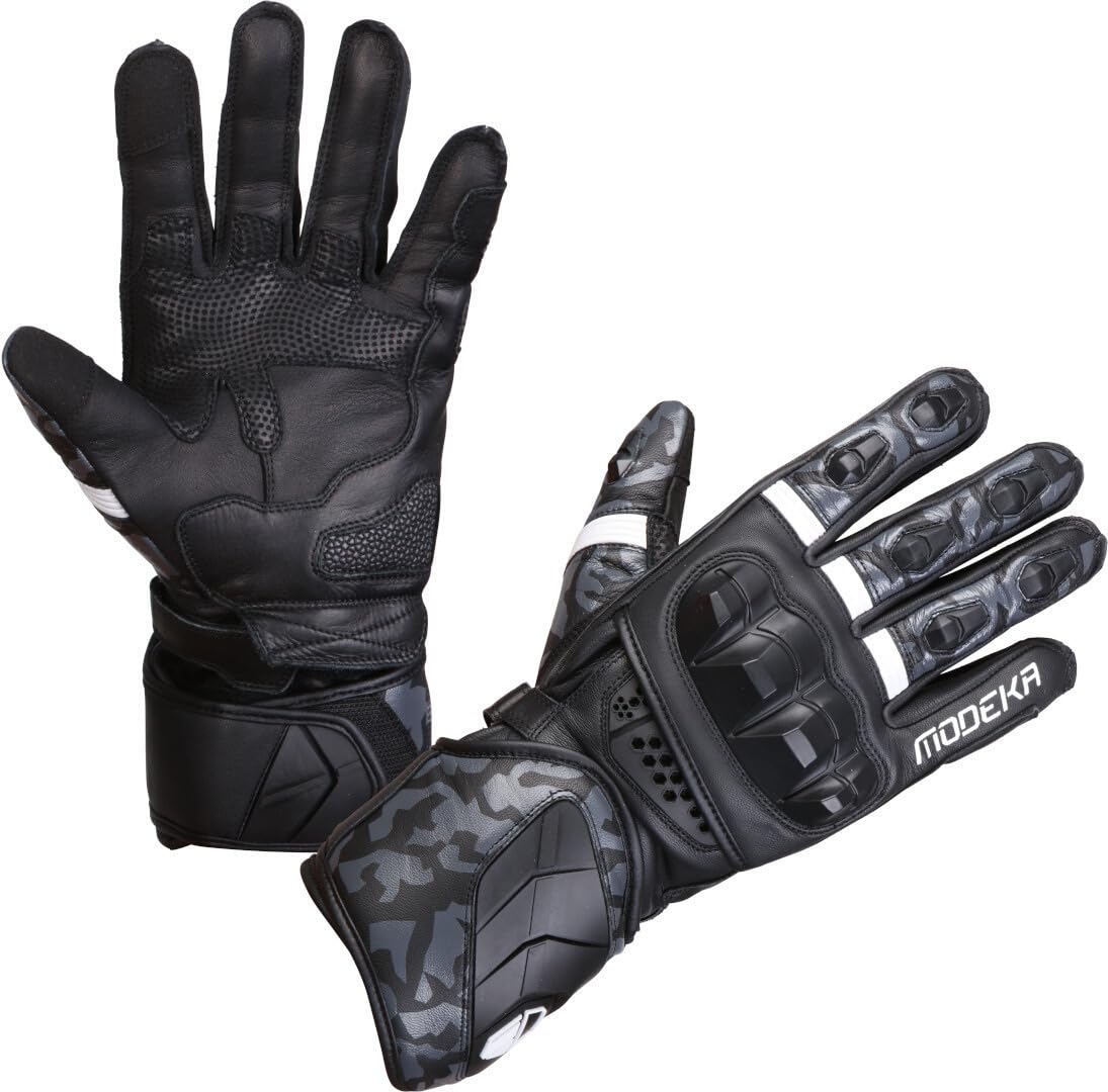 Modeka Valyant Pro r?kawice motocyklowe, czarne, CE, d?ugie mankiety, skórzane, Touch-Tip AirFlow-System, 10 / XL