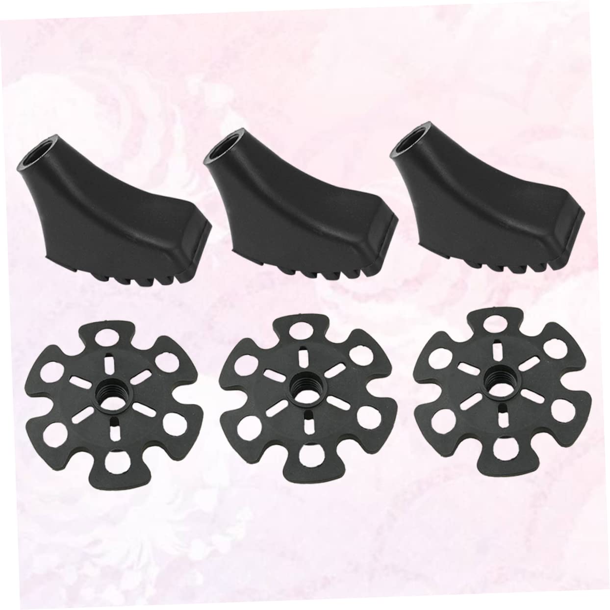 LIOOBO Replaceable Hiking Accessories 6-Piece Trekking Pole Kit Snow Baskets Antiskid Tips for Walking Sticks