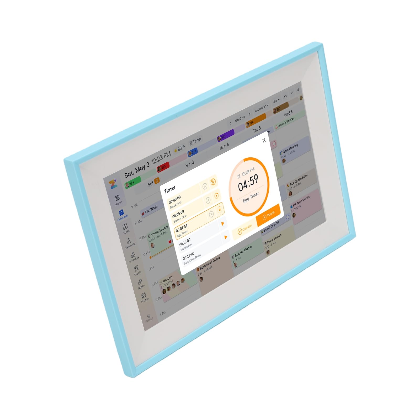 Fafeicy Cyfrowy Kalendarz ścienny, Ekran Dotykowy o Przekątnej 10,1 Cala | z tabelą zadań w programie Planowanie posiłków, Harmonogram rodzinny z synchronizacją Wi-Fi, Home Hub do udostępniania zdjęć