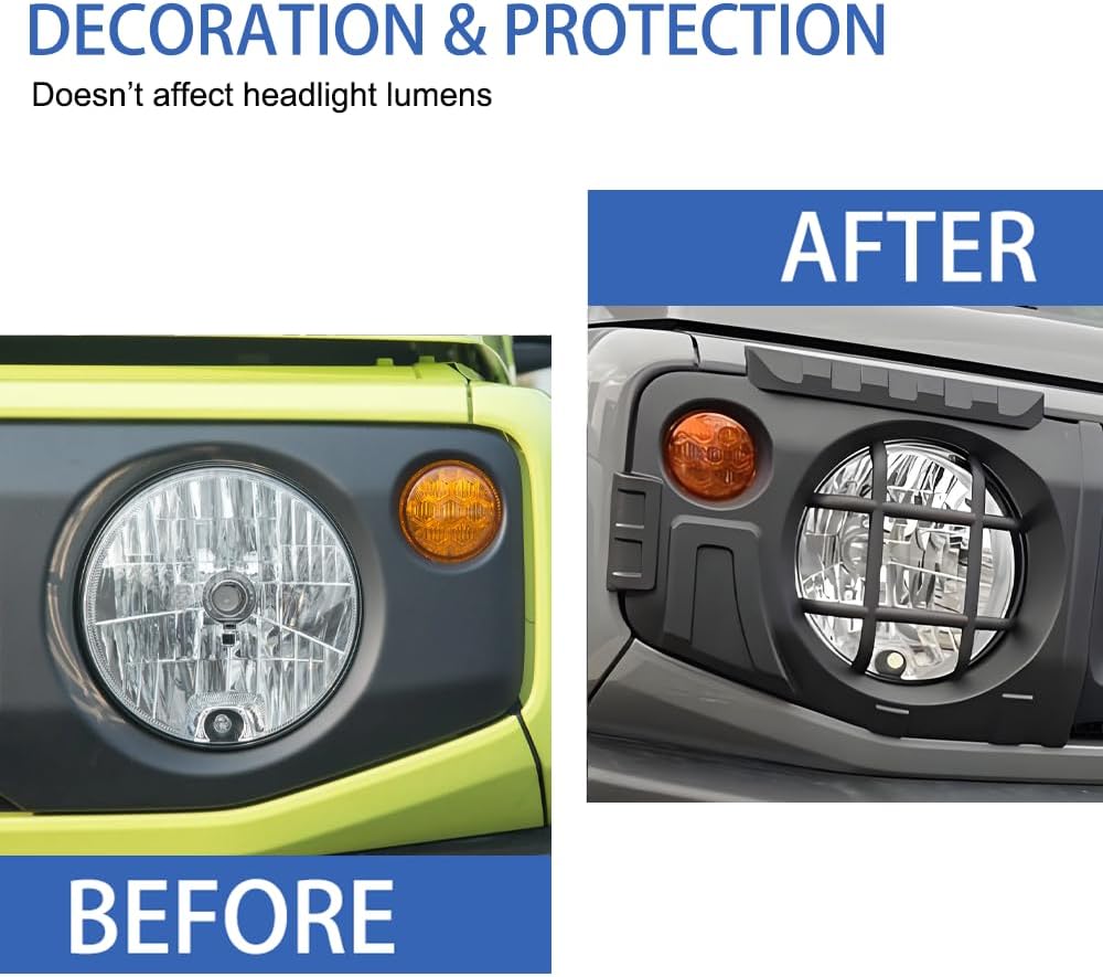 Front Headlight Guards Cover Trim Protector for Suzuki Jimny 2019-2025 Exterior Headlamp Guard Kit Accessories (Matte Black)