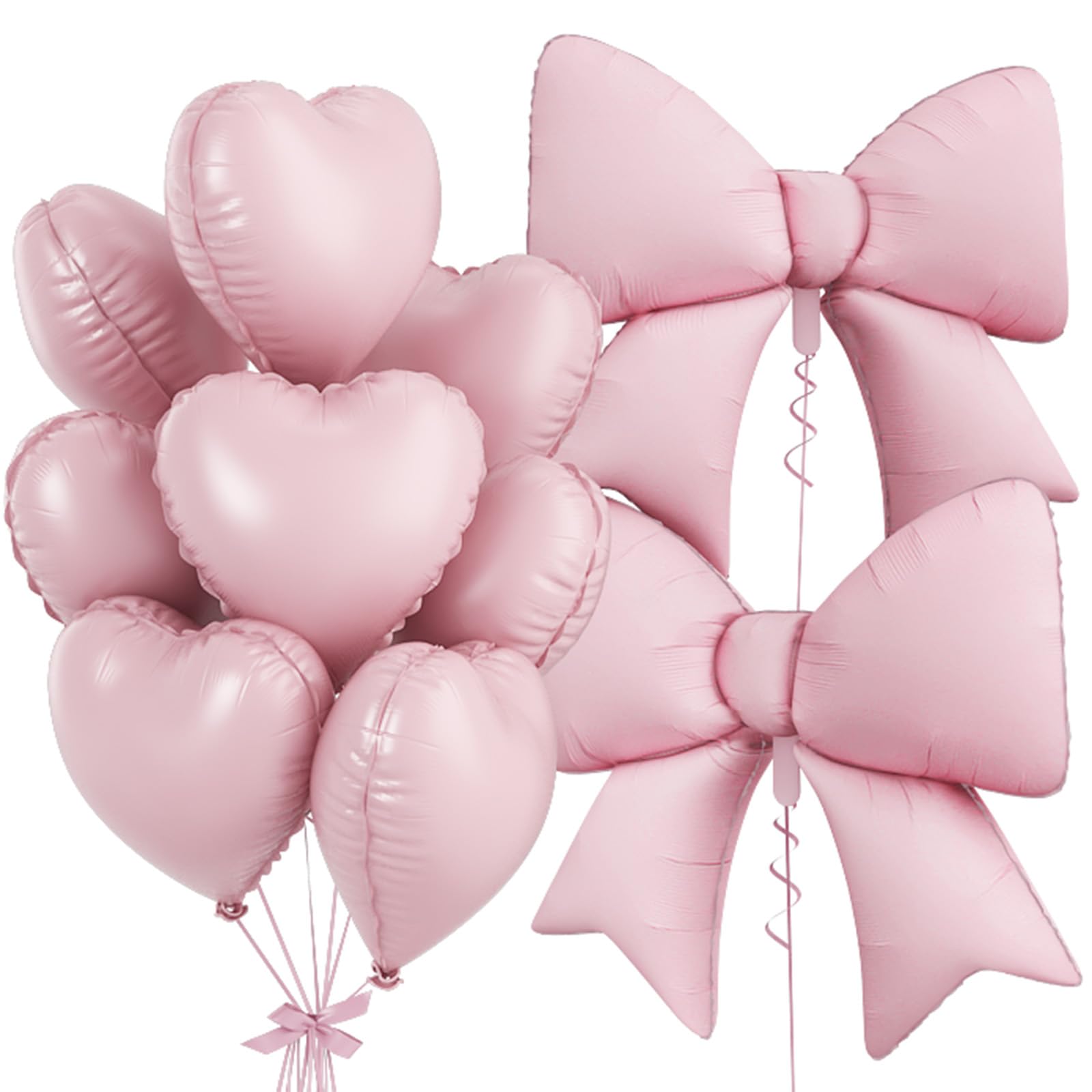 Photo 1 of ***Partial set***Pink Heart Balloons, Pink Bow Balloons, 10Pcs 18 Inch Heart Shaped Balloon and 38 Inch Helium Bow Foil Balloon for Girls Women Valentine's Day Baby Shower Bridal Shower Engagement Birthday Party Decor