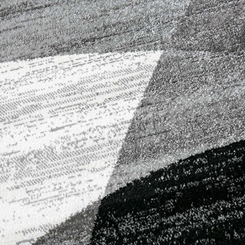 VIMODA Teppich Geometrisches Muster Meliert in Grau Weiß Schwarz Kurzflor Läufer Wohnzimmer, Maße:160x220 cm