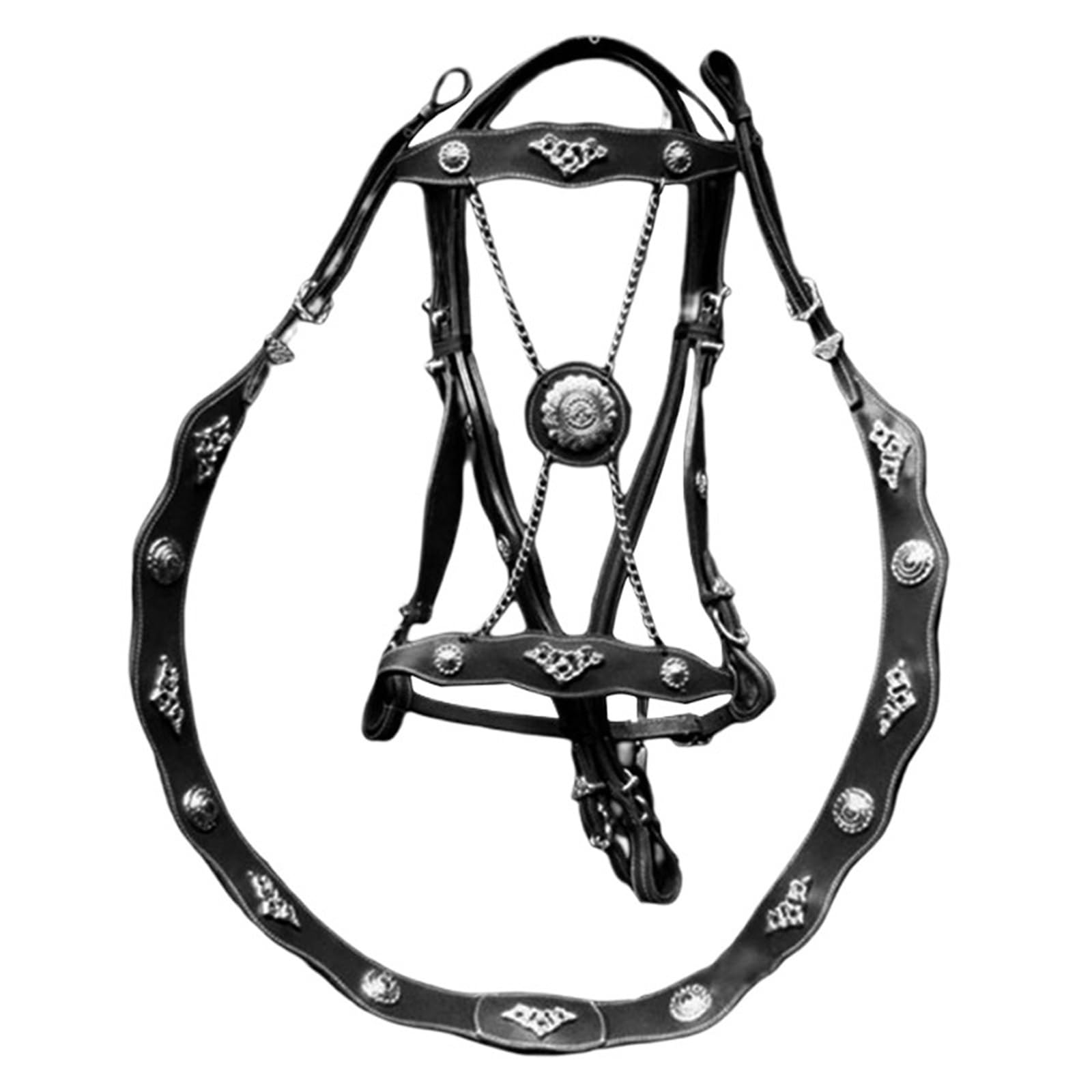 Corda di Piombo in Pelle for Equitazione Anti-attrito. Briglia ergonomica e Confortevole Senza restrizioni con Fibbia in Metallo per Cavalli