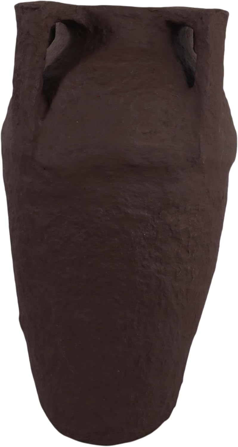 Modern Tall Textured Vase with Handles for Living Room Decor - Decorative Flower Vase for Bedroom, Office, and Home Decor - Versatile House Vase Perfect for Dining Room Table Decor - 26", Brown