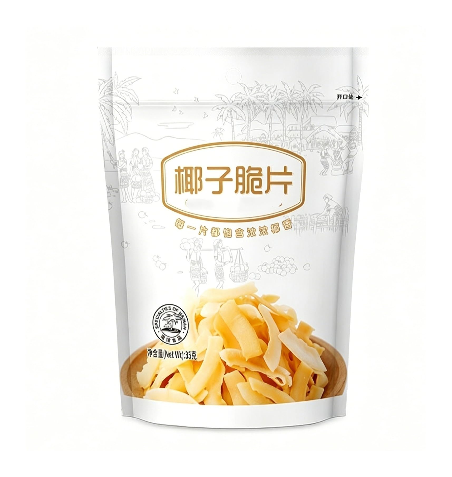 33 g de patatas fritas de coco, horneadas a fuego lento con un rico sabor a coco natural. Una opción premium for un refrigerio.(4pcs)