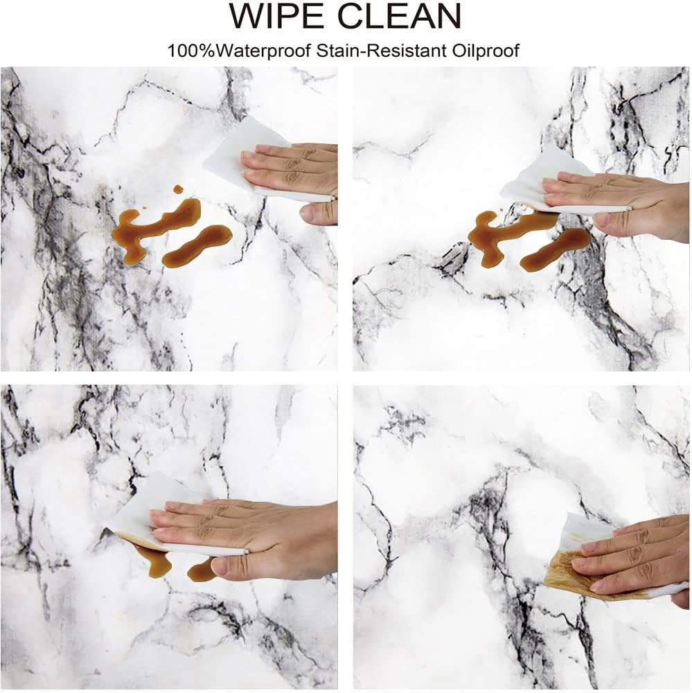 Round Fitted Marble Tablecloth, Vintage Marble Pattern Abstract, Elastic Edge, Water and Oil Resistant wipeable Polyester Fabric, Suitable for Kitchen Party Picnic, Fit for 52" Table,