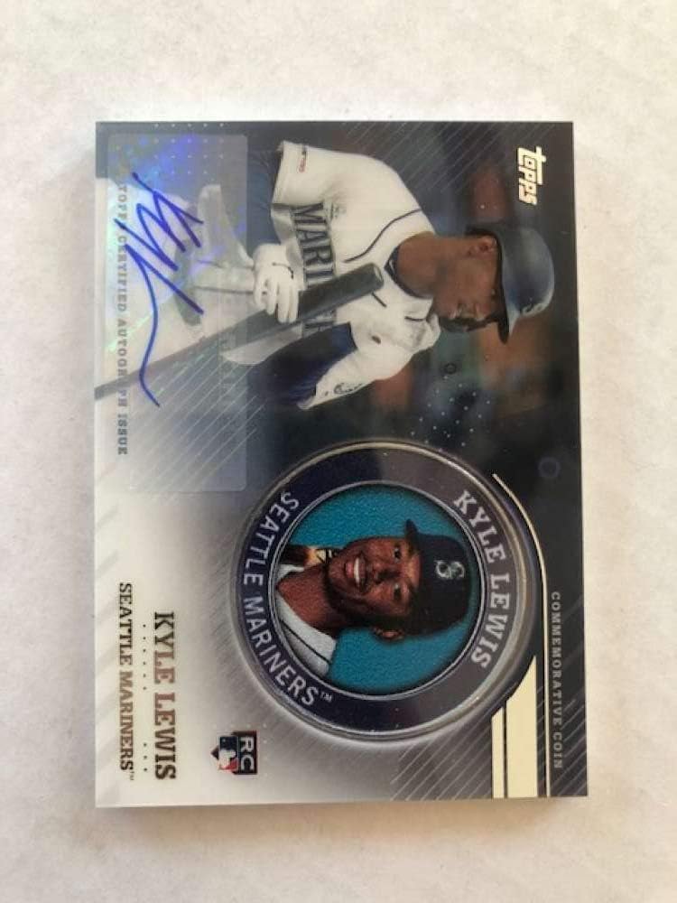 2020 Topps Series 2 Baseball Player Medallion Coin Autograph #TPMA-KL Kyle Lewis Auto Seattle Mariners RC Rookie Official Blaster Exclusive Trading Card