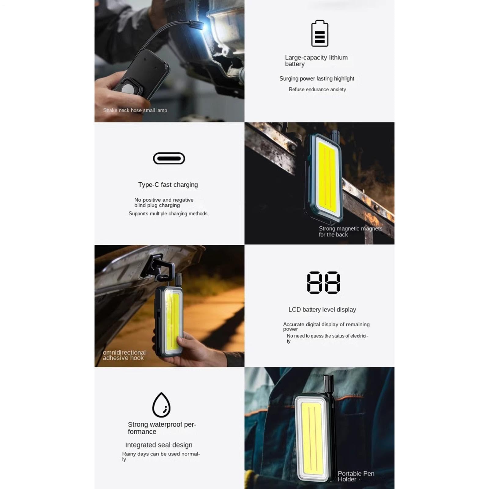 Lampada A LED Magnetica Torcia impermeabile senza fili | Lampada Da Lavoro A LED Per Le Riparazioni Delle Auto per meccanici, ispezione, riparazione, manutenzione, automobile,