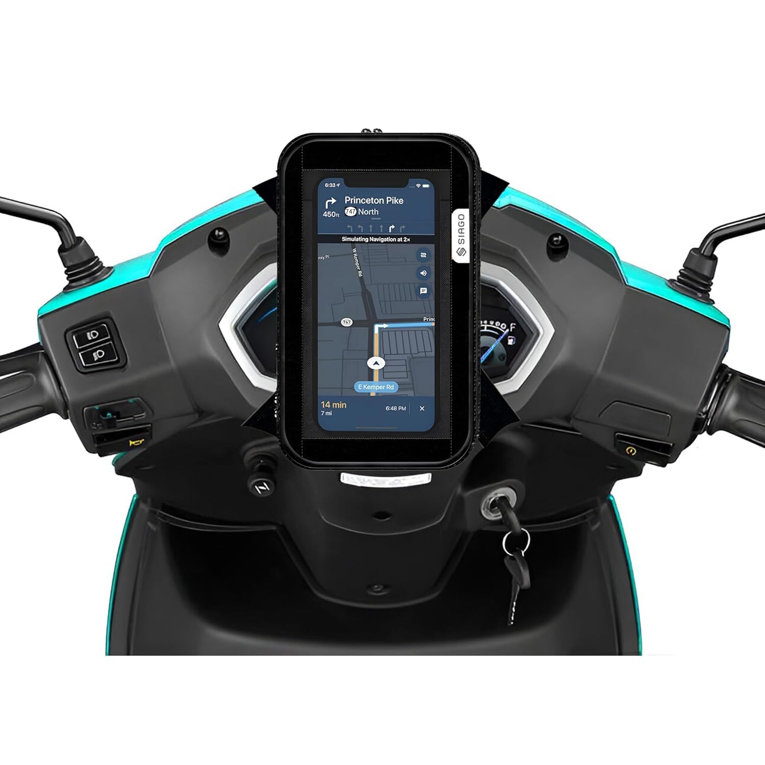 SHAH BROTHERS Premium Mobile Holder for Scooty/Motorcycle | Universal Water-Resistant Phone Pouch | 360° Swivel & Adjustable Fit for Activa & All Scooters | Hands-Free Navigation | Smoky Black-image-13