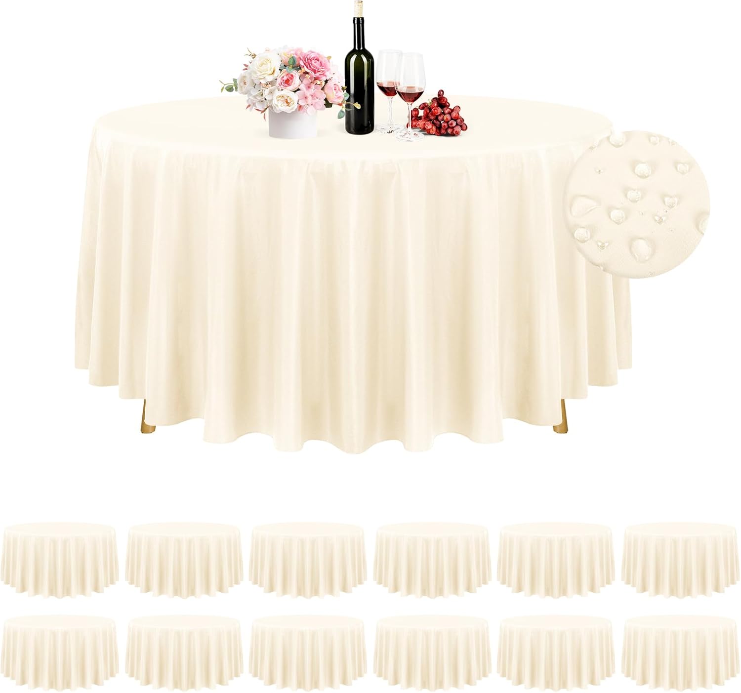 12 Pack Beige Round Tablecloth 120 inch Round Table Cloth