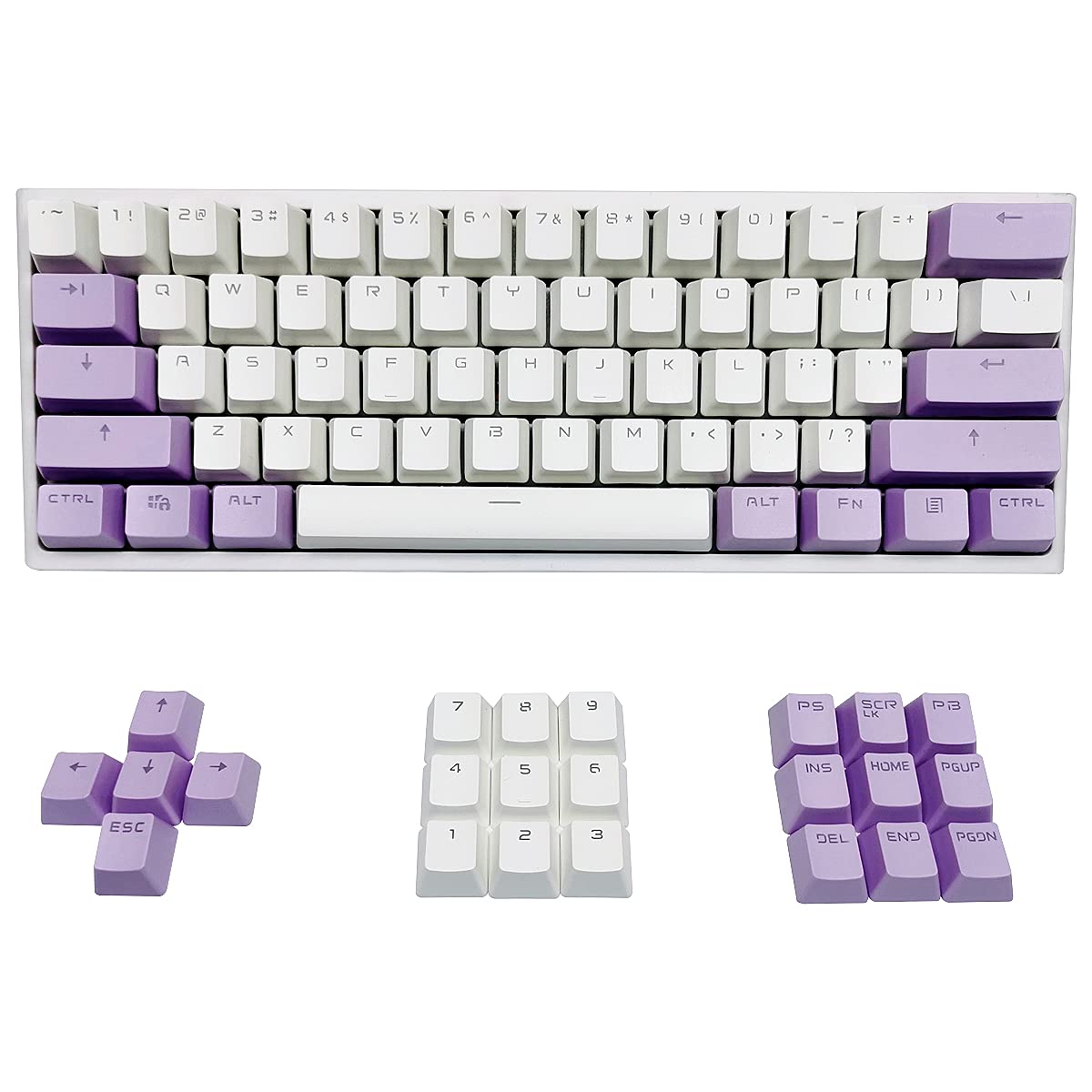 Buy XVX White Keycaps CustomKeycaps 60 Percent, Suitable for GK61/RK61/Anne/Ducky/DK61