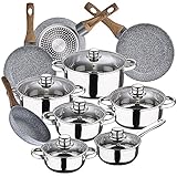 Y un juego exclusivo de la reconocida marca San Ignacio, en un set de cuatro sartenes de Ø20, Ø24, Ø26 y Ø28 cms. de la serie Granito.