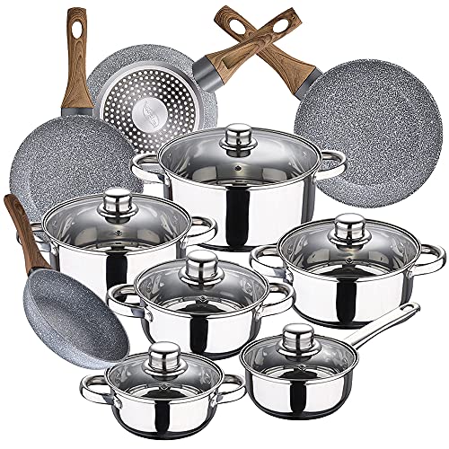 Bateria de cocina 12 piezas SAN IGNACIO Cassel, acero inoxidable, con juego sartenes...