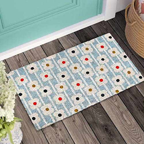 Image of Onlymat Natural Coir Doormat with Floral Printed, Floor Rug, Long Lating,Anti-Slip PVC Back for Indoor, Outdoor, Patio, Home and Office - Large and Thick Entryway Rug, Brown (75 x 45 x 1.5cm)