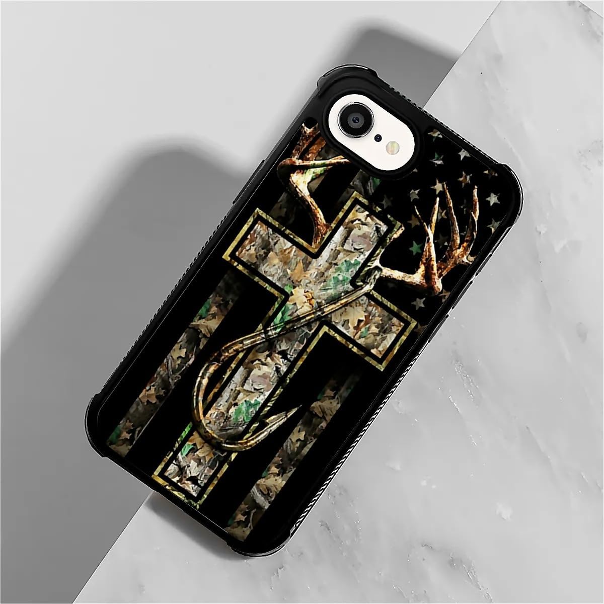 Compatible with iPhone 16e Case,Forest Antler Flag Phone Cover for Men/Women,Soft TPU Anti-Skid Thread and Four Corner Anti-Collision Protection Case Compatible with iPhone 16e 6.1inch - Image 6