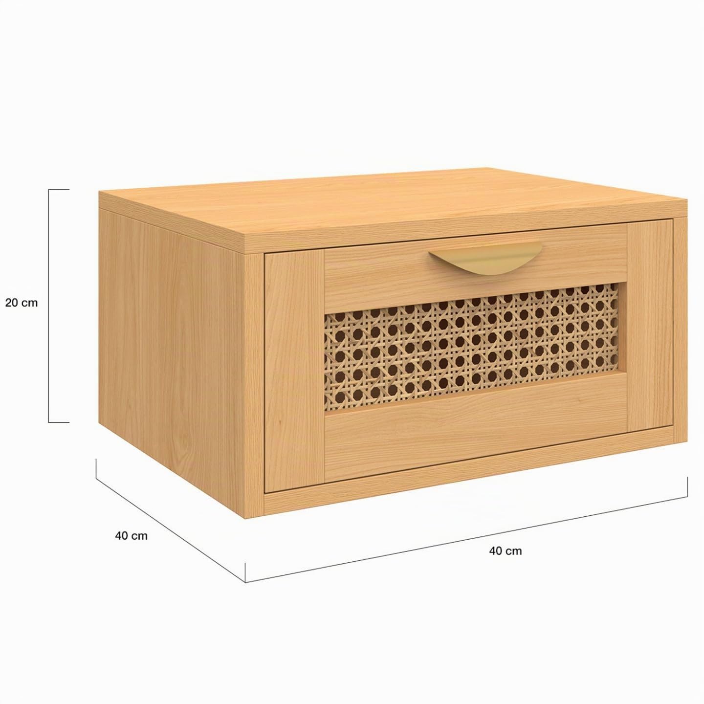 IDMarket - Lot de 2 Tables de Chevet murales EDHEN cannage et Bois