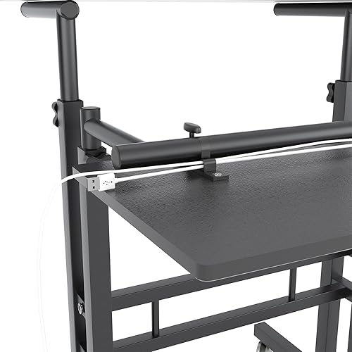 Miniatura 8 de sogesfurniture Escritorio móvil de pie para computadora portátil con ruedas, escritorio ajustable para computadora de pie o sentado, negro 101-BK