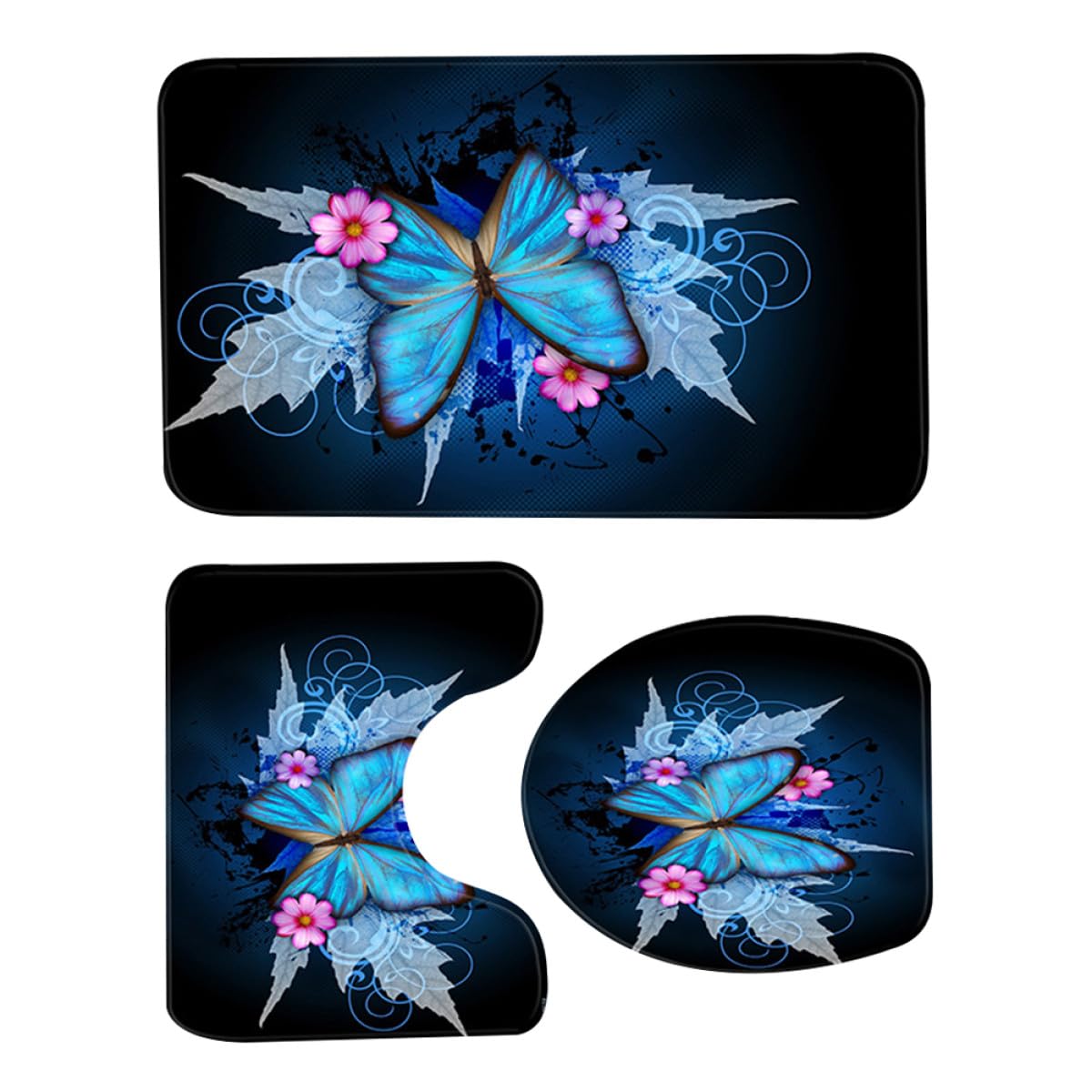 Alfombrillas de baño modernas juego de 3 piezas absorbentes alfombra de inodoro 45x75 cm
