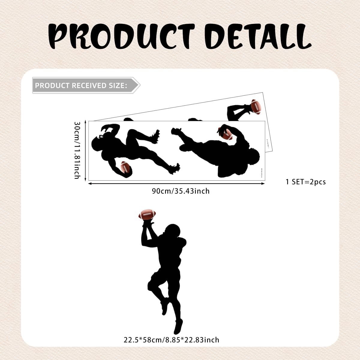 Football Wall Decals,American Footballs Art Wall Sticker,Peel and Stick Sport Footballs Wall Decor Stickers for Children's Rooms, Boys' and Girls' bedrooms, and Sports-Themed Decor