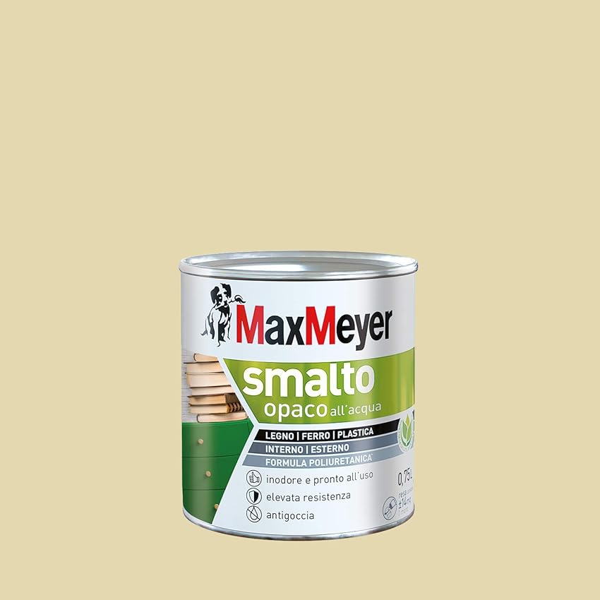 Maxmeyer Smalto All'Acqua Poliuretanico Opaco Bianco Panna 0,75 L