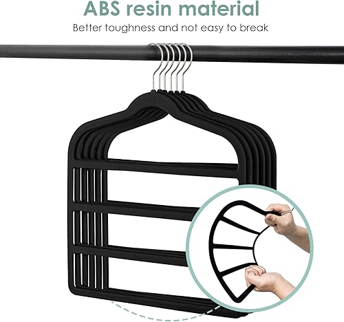 Miniatura 4 de DUDUCOFU - Perchas de terciopelo antideslizantes que ahorran espacio para pantalones, paquete de 8 perchas de terciopelo negro, perchas de ropa de