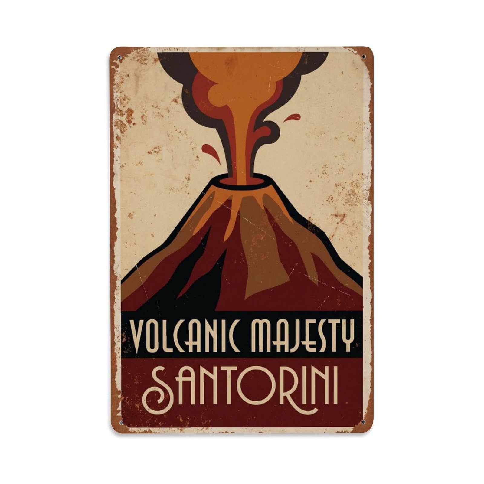Gead 8X12inch Style Vintage Travel Santorini Volcanic Majesty Metal Tin Sign