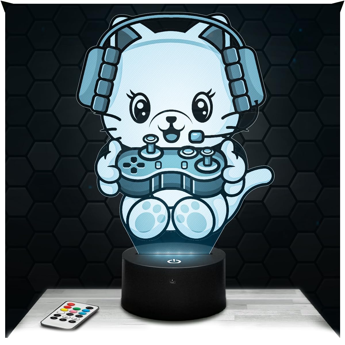 Lampephoto.fr - Cat Gamer 3D Lamp Decoration for Boy's Room 3D Cat Gamer Lamp Gaming Gamer Video Games Gift idea Soft Light Decoration Night Light Decor, Original Christmas, Gift Idea for Teenagers