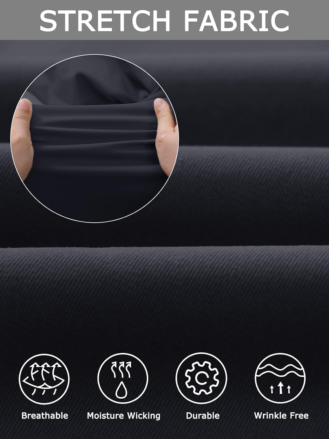 Plaid&Plain Men's Dress Pants Slim Fit Stretch Khaki Pants Wrinkle Free - Image 5