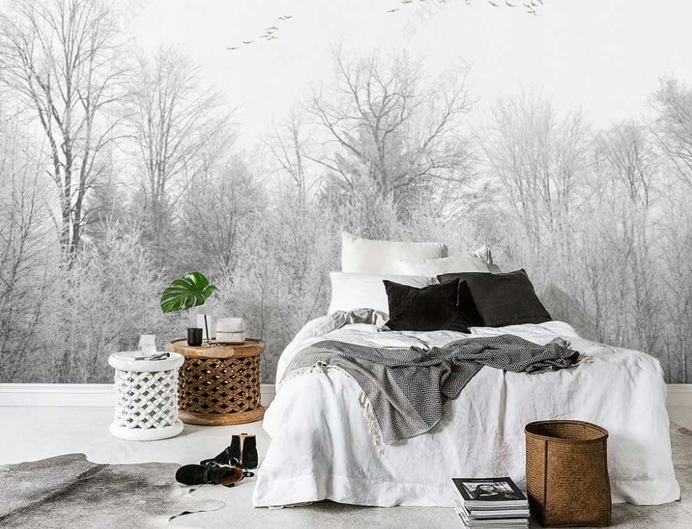 Papier Peint Intissé Forêt D'Hiver Poster Geant Mural Salon - 3
