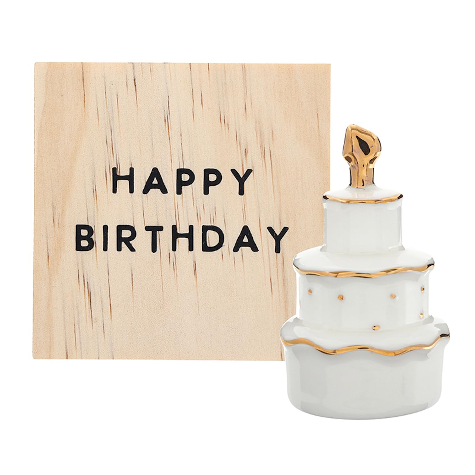 Santa Barbara Design Studio Women's Happy Birthday Keepsake Ceramic Gift Boxed Birthday Cake Mini Figurine, 1.75" Tall,