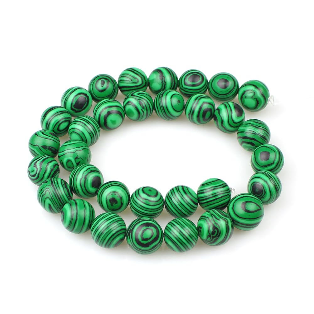 MJDCB Round Stone Beads 6mm Synthetic Malachite Loose Gemstone Beads for Jewelry Making Bracelet Necklace 60pcs - Image 2