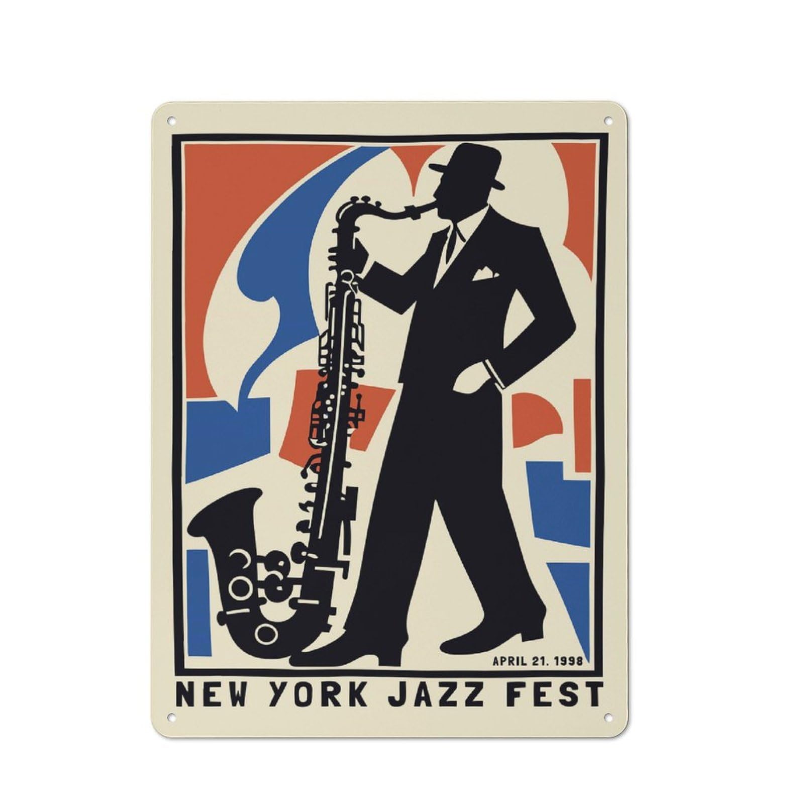 Junmoney Style-1 Tin Sign 40X30cm With New York Jazz Fest For Garage Wall, Vintage Decor, A Housewarming Gift For Fans Of Vintage Interiors