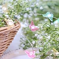 Vista 4 de Cadena de luces de mariposa para jardín, 10 pies y 40 luces LED, alambre de cobre con control remoto y temporizador para patio, terraza, cumpleaños