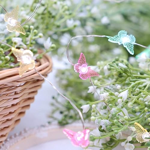 Miniatura 4 de Cadena de luces de mariposa para jardín, 10 pies y 40 luces LED, alambre de cobre con control remoto y temporizador para patio, terraza, cumpleaños